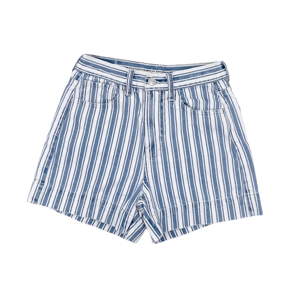 American Eagle Mom Short Blue White Stripe High Waist Vintage 90s Style Size 00